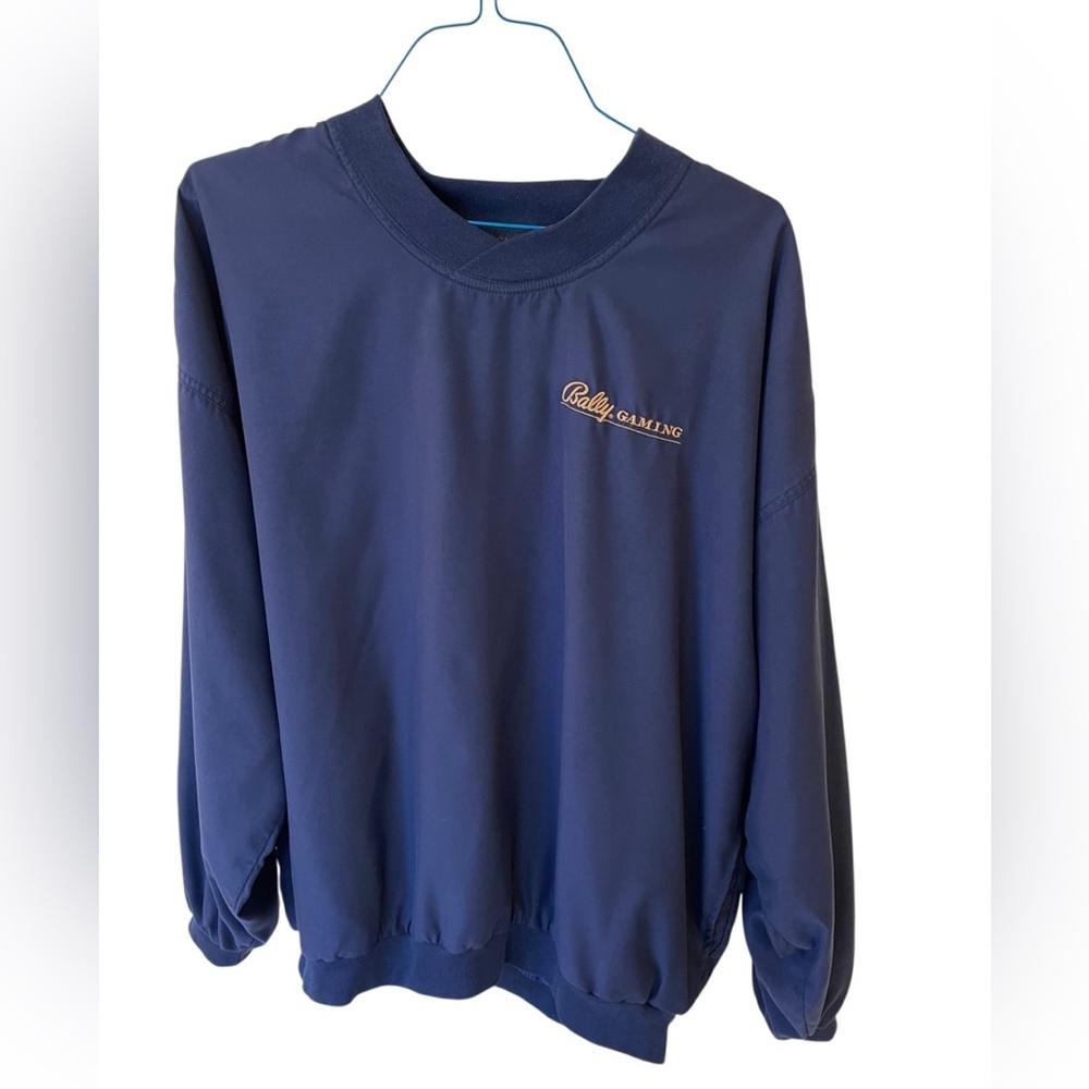 ANTIGUA Men’s Navy Blue Soft Woven Lightweight Pullover V Neck Sweatshirt Jacket